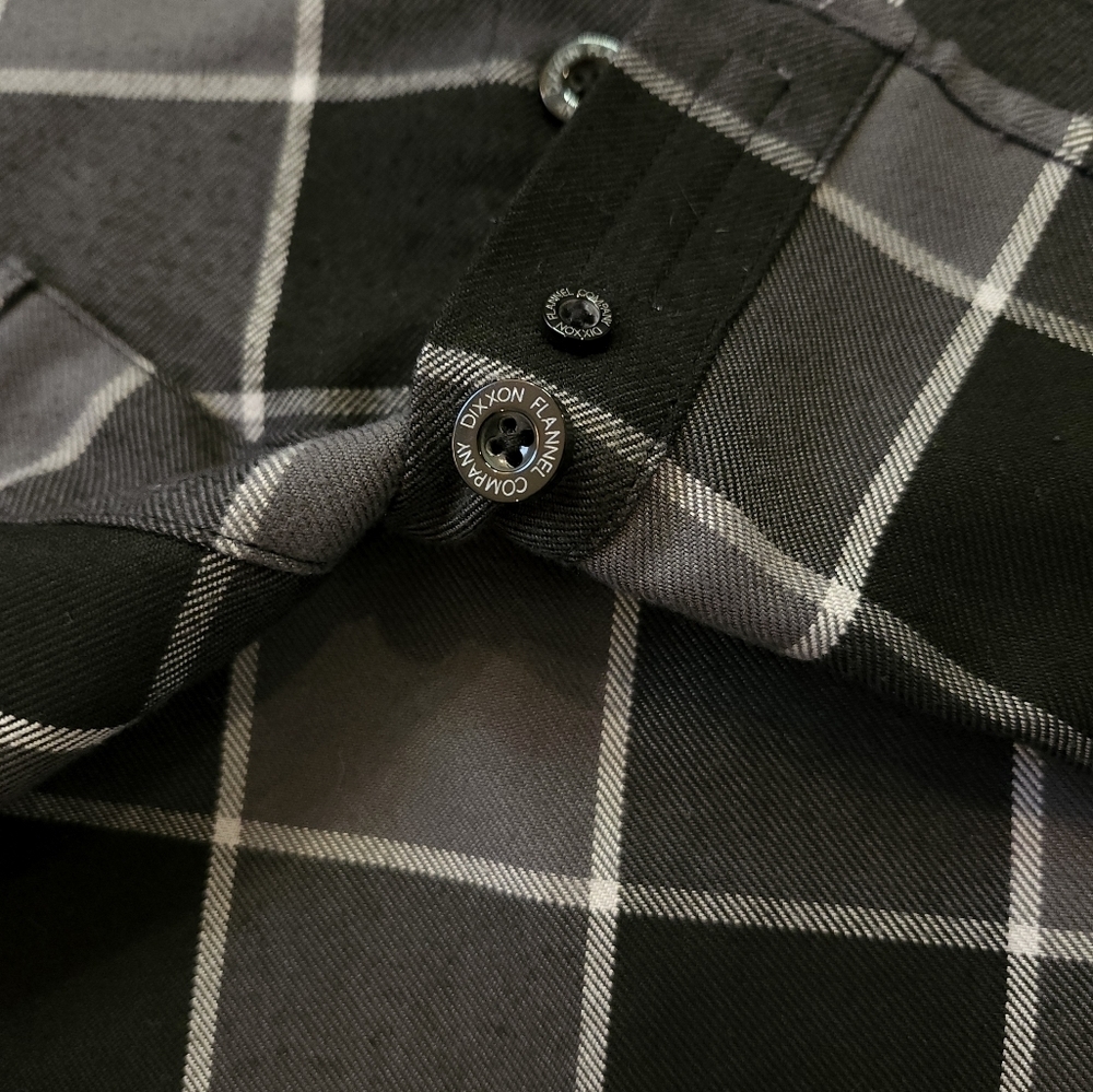 DIXXON Womens Flannel Button Down Shirt Size Small The Dark Horse Black Grey - Picture 4 of 8